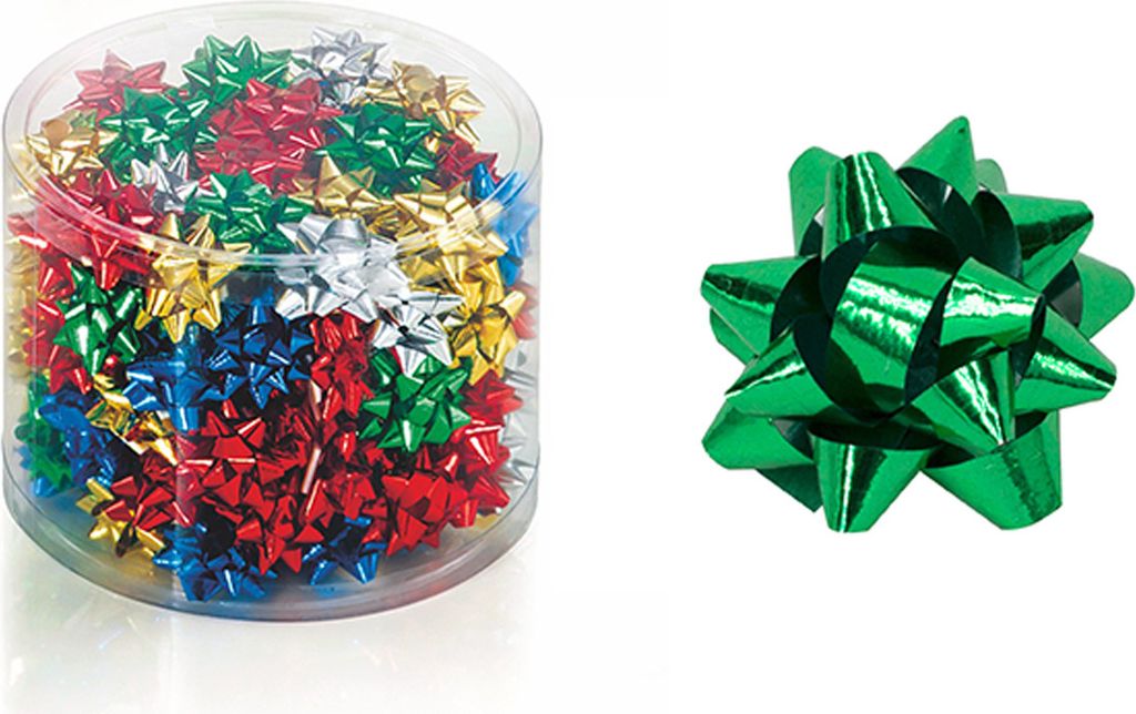 Geschenkschleifen Rosetten Metallic 2.5cm, 100 Stück, Farbauswahl:MIX bunt