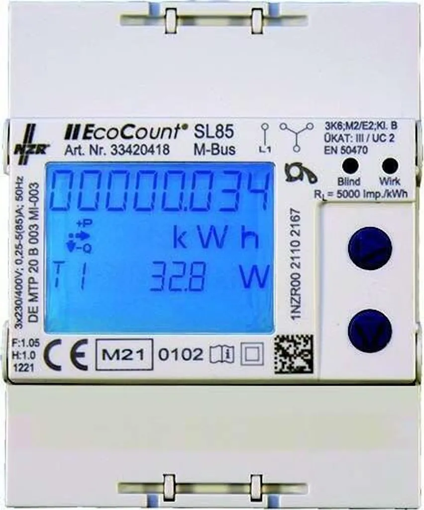 Compteur électrique NZR EcoCount SL 5//1A S0 MID 43420205 Triphasé