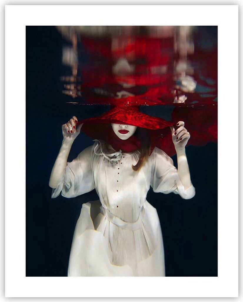 Poster - Poster ohne Rahmen - Mädchen Rot Hut - 40x50 cm - Wand Bild - Wanddeko - Wandbilder - Kunstposter - Wandposter - Bilder - Kunstdruck - Wa...