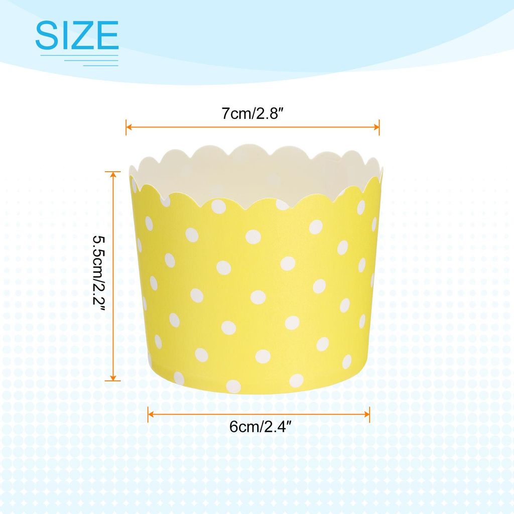 50 Stš¹ck Papierbackf?rmchen 6oz Fettbest?ndige Einweg-Cupcake-Muffins-Liner-Hš¹llen fš¹r Hochzeit Geburtstag Abschlussfeier, Punkt Gelb
