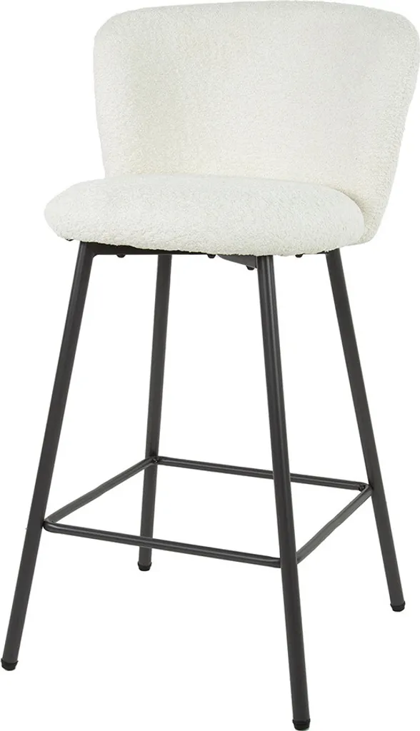 Chaise Haute de Bar en Laine Bouclée Blanche et Style Scandi Dragana