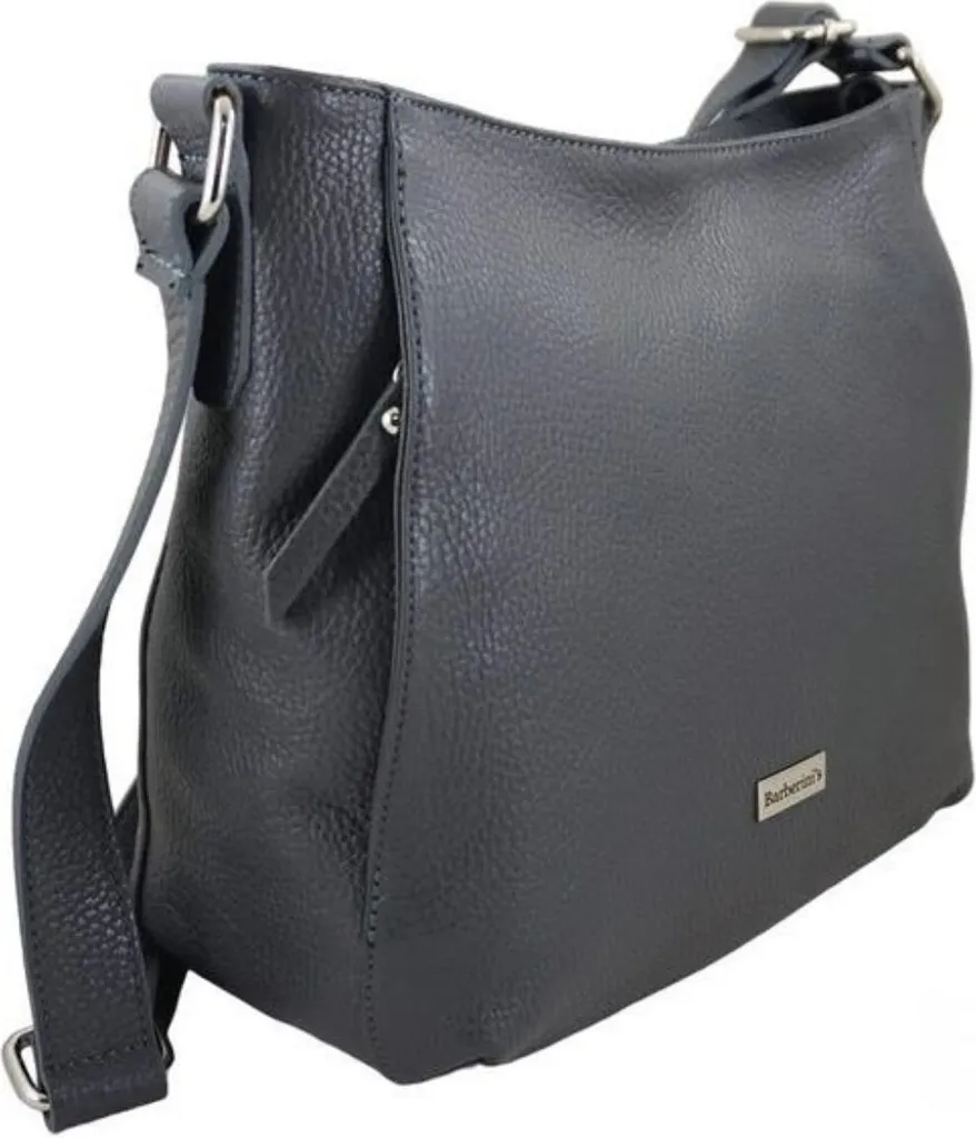 Sac shopping en cuir souple noir rigide avec fermeture éclair - 5