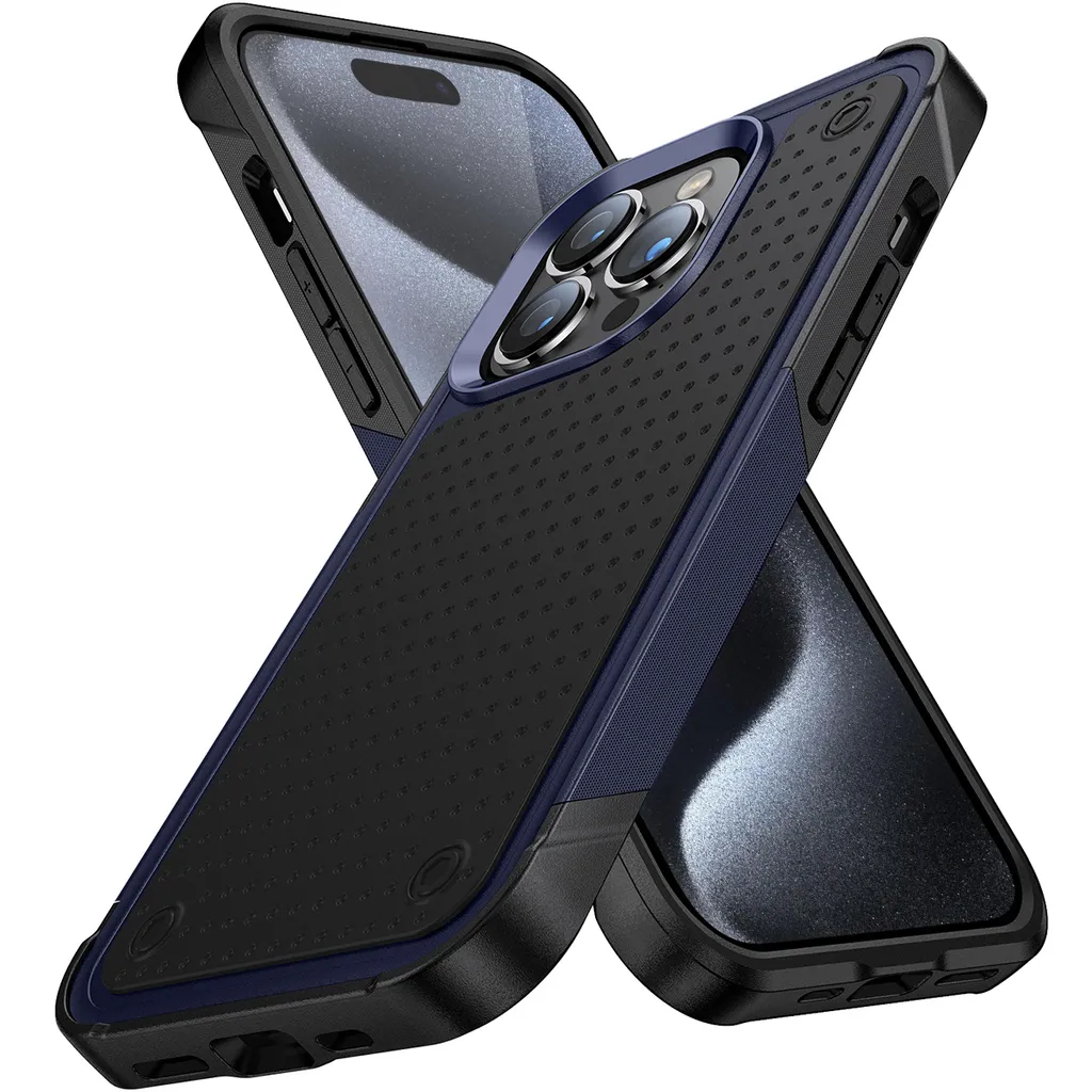 Custodia Militare iPhone 15 Pro Max - Cover Ibrida Blu Notte