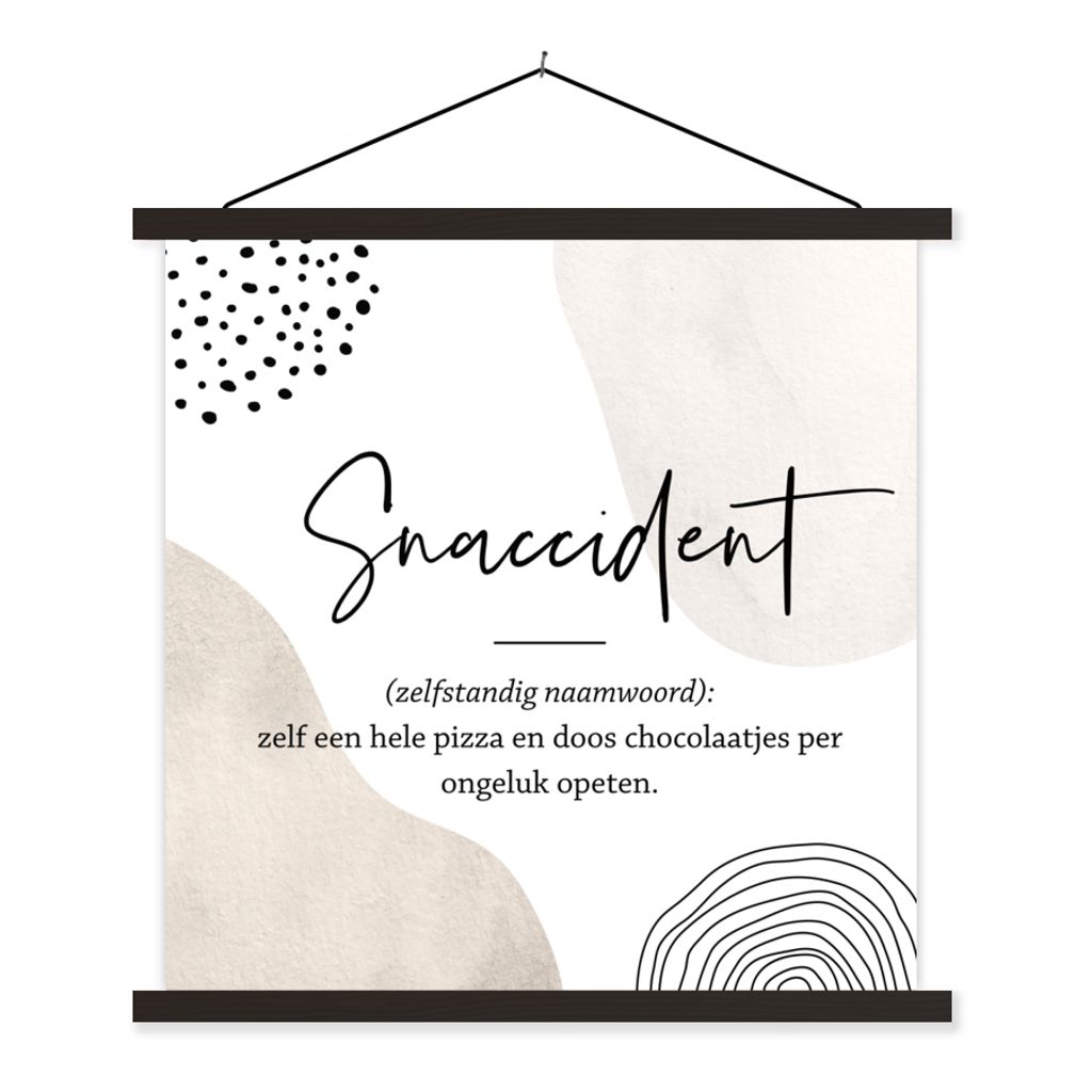 MuchoWow Textilposter Zitate - Snaccident definition - Sprichwörter - Wörterbuch 90x90 cm mit schwarzem Rahmen - Magnetisches
