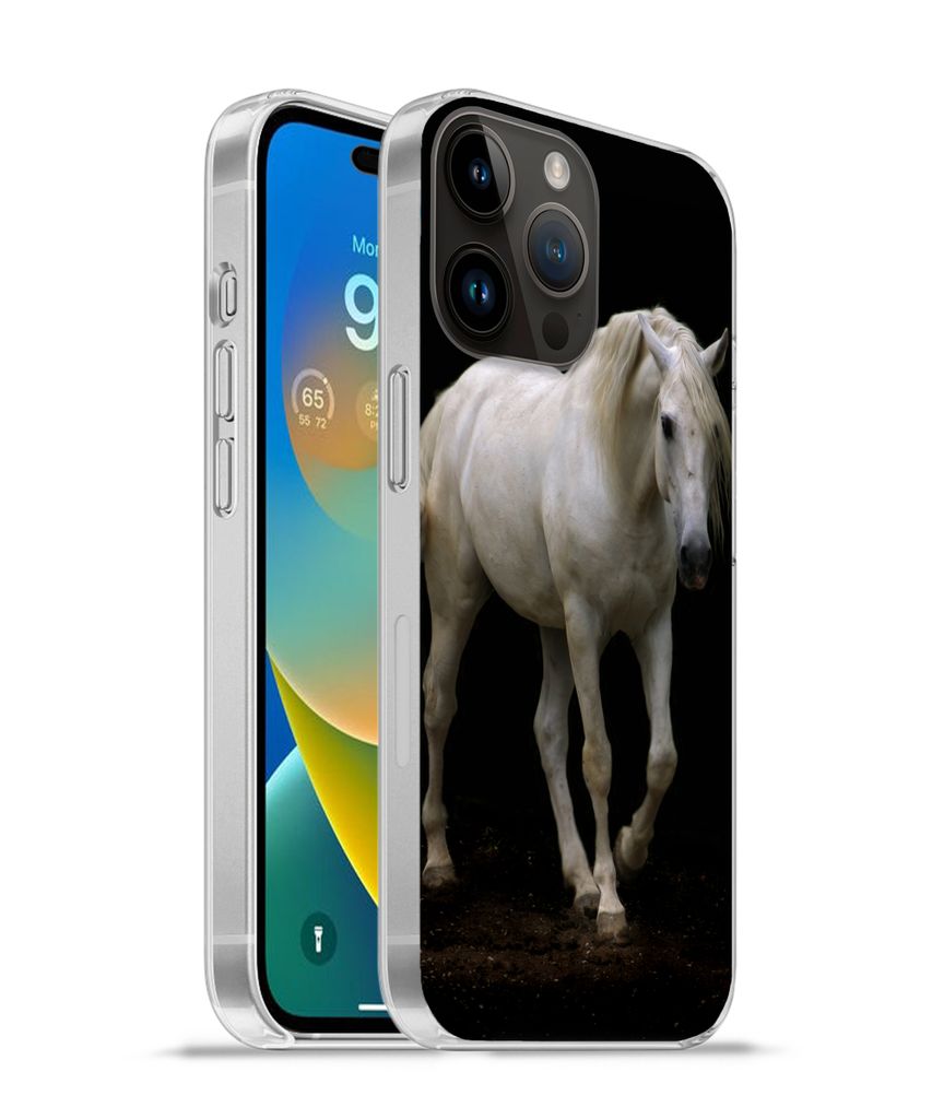 MuchoWow Handyhülle Schutzhülle Hülle für Apple iPhone 14 Pro Max Pferde - Nutztiere - Schwarz Silikon Softcase Handy Hülle - Hardcover