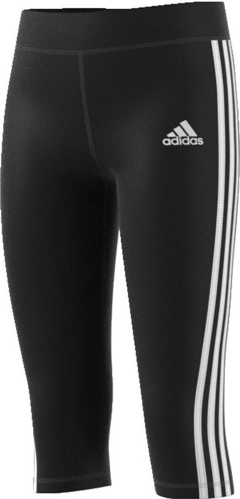 adidas 3 Streifen D2M Damen 3/4 Fitness Sport Tight Hose, Farbe:Schwarz, Größe:XS