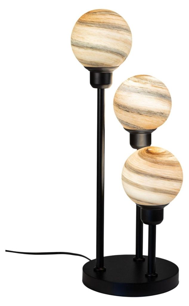 formano Tischlampe Industrial Metall Holz Design Lampe Kreis 42 cm mit E27
