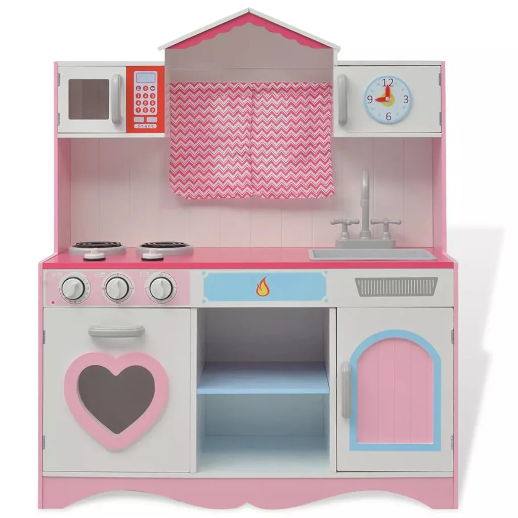 Cuisine enfant bois vidaXL robuste 82 cm rose : jouet durable et sain