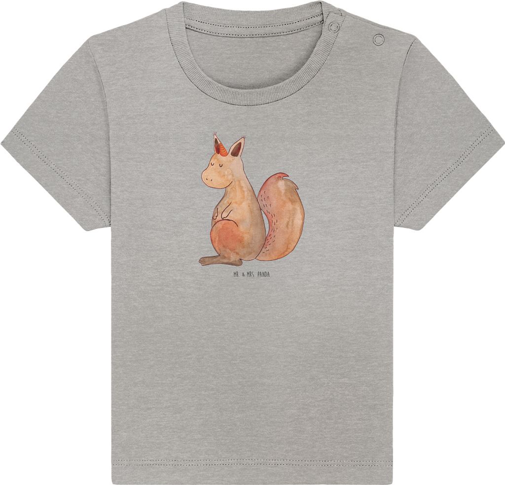 Mr. & Mrs. Panda Babyshirt Einhorn Glauben 24. - 36. Monat - Heather Grey - Geschenk, Unicorn, Baby T-Shirt, Oberteil, , Organic Shirt, Eichhörnch...