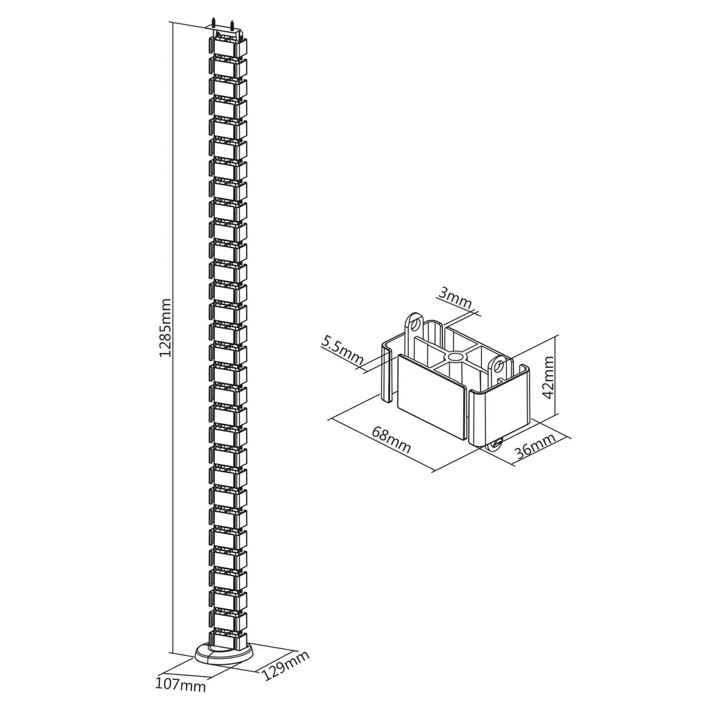 InLine® Organisateur de câbles gris - 4 compartiments pour bureau mobile - 8