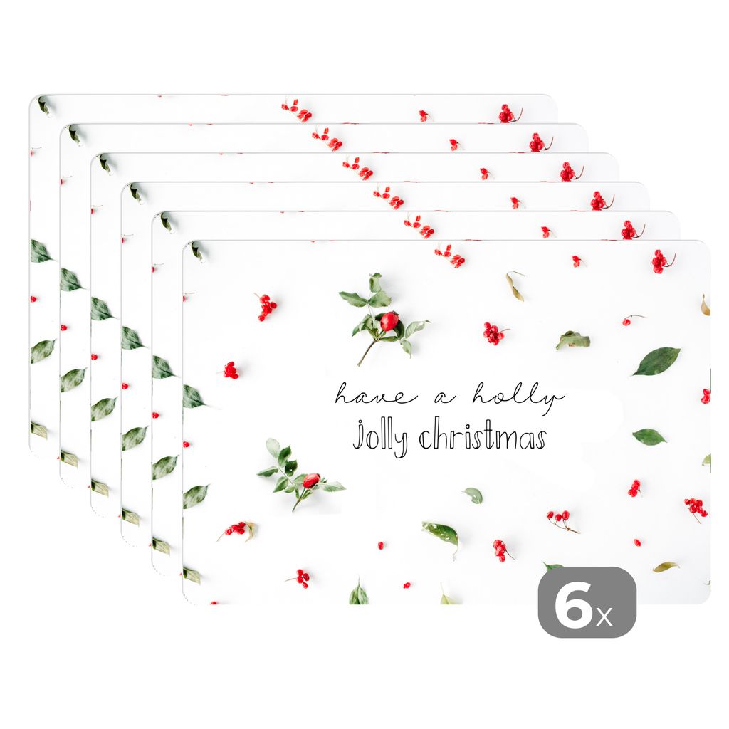 KitchenYeah Platzsets 6er Set Tischset abwaschbar Platzdecken 45x30 cm Winter - Zitat - Weihnachten - Mistelzweig - Tischmatte Platzmatte Unterse...