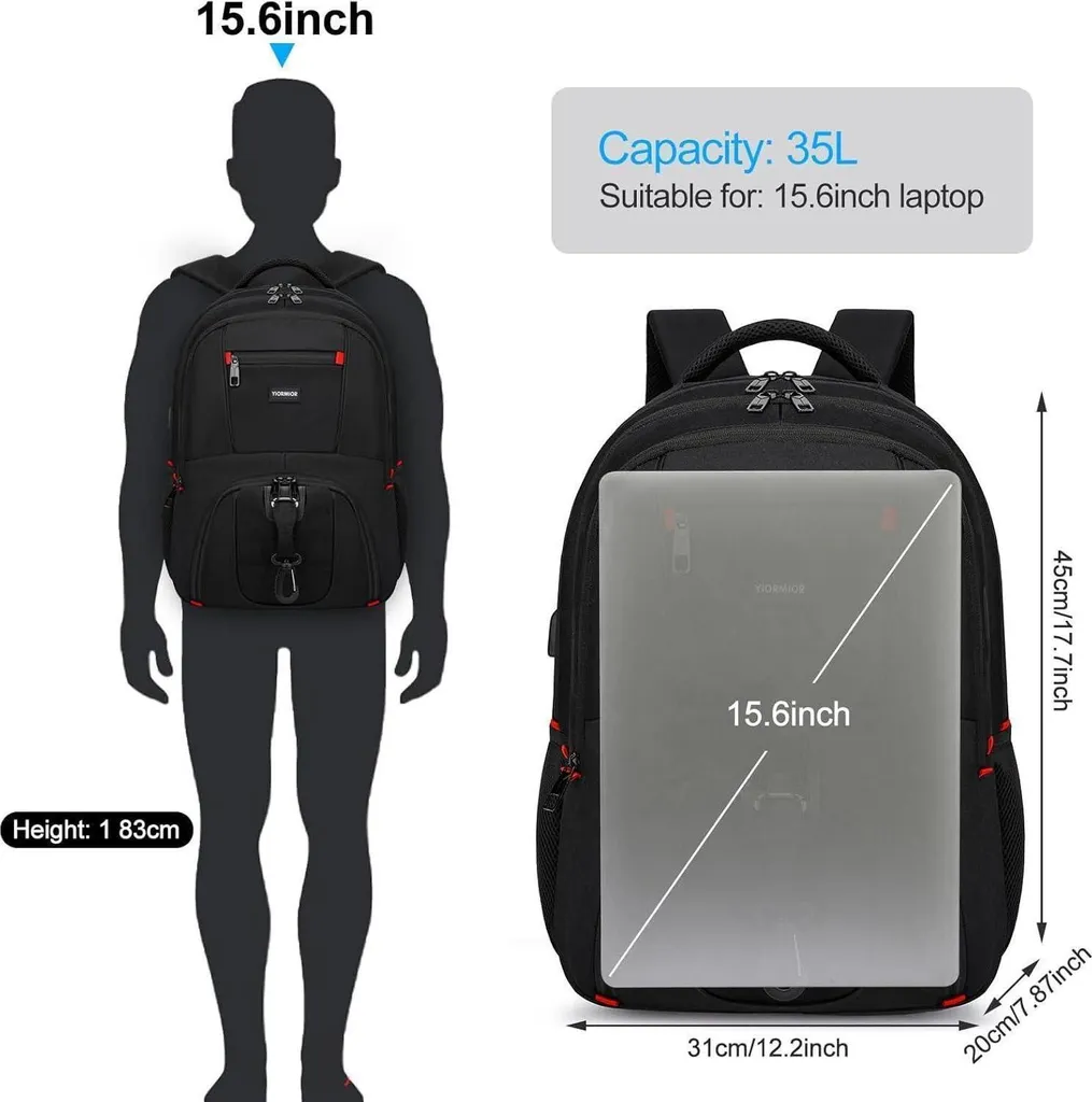 Sac à dos business imperméable pour ordinateur portable 15,6 pouces noir - 3