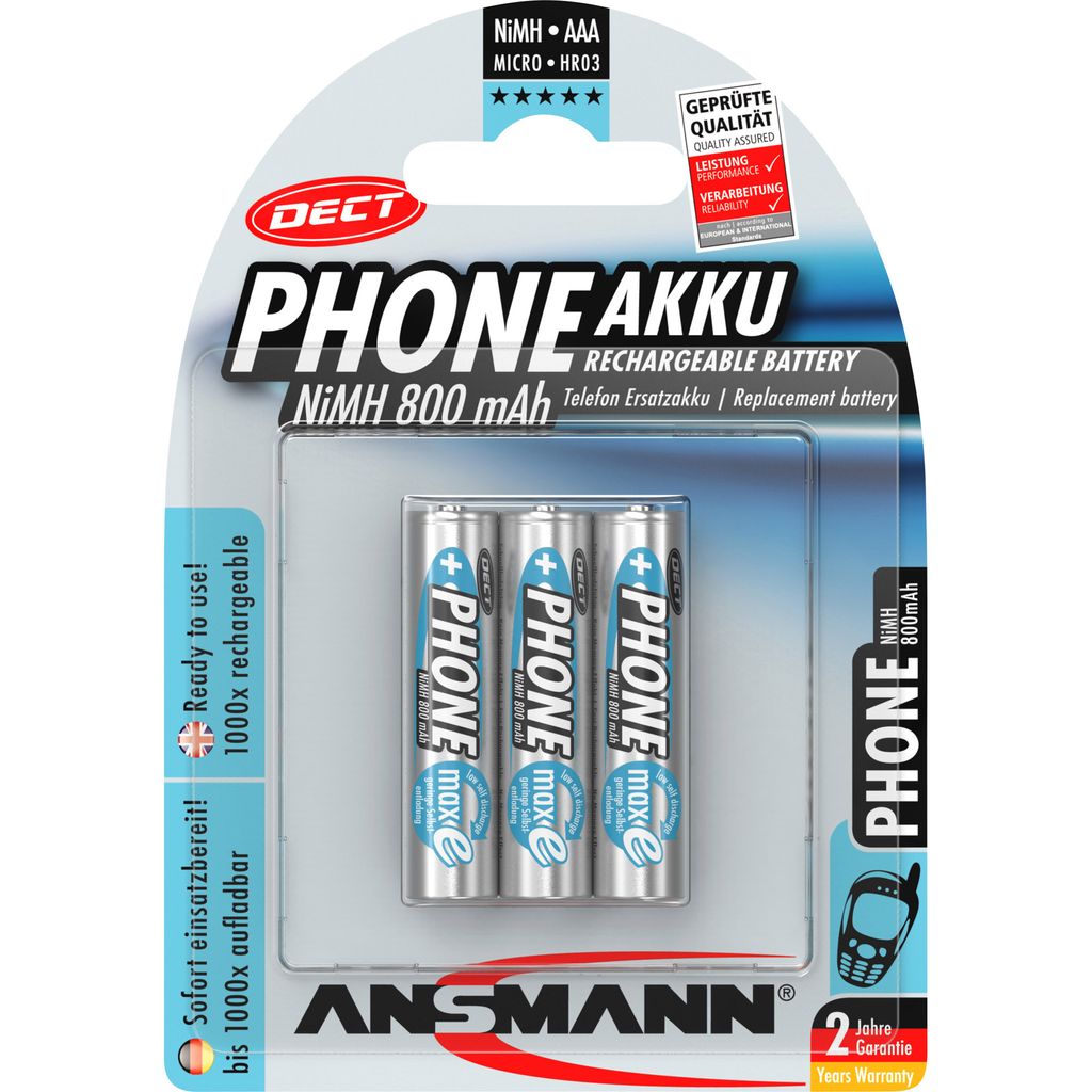 ANSMANN - Batéria typu AAA - NiMH - (nabíjateľná) - 800 mAh Obrázok produktu 