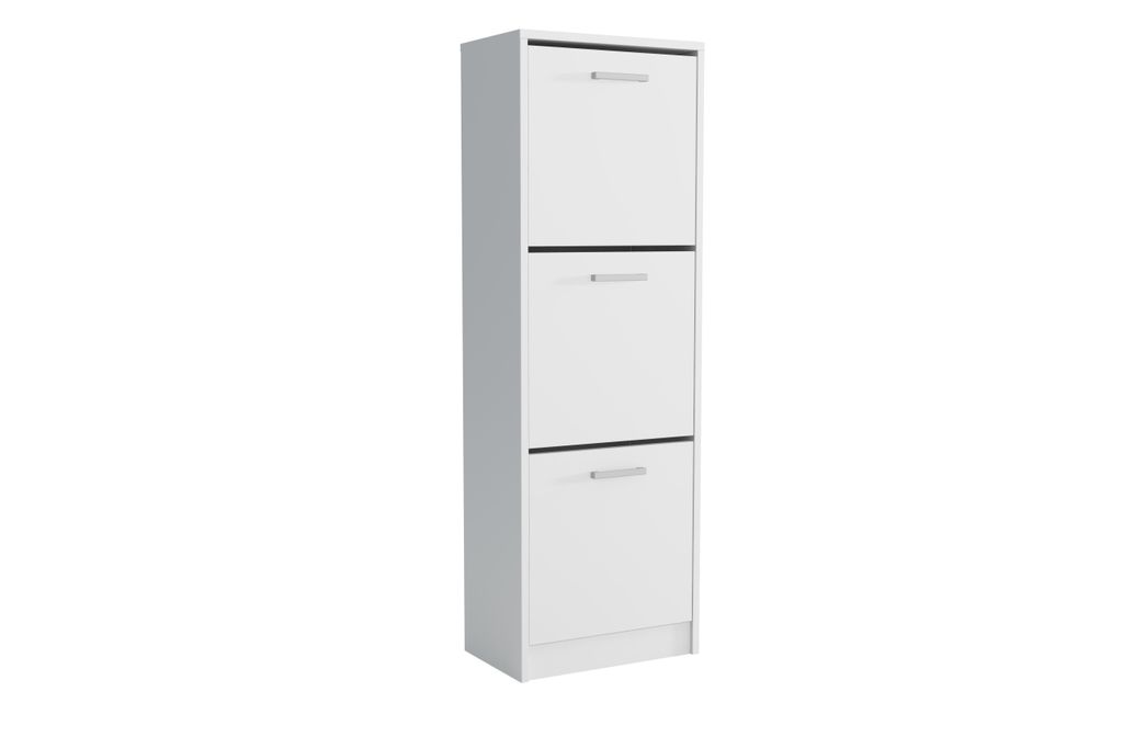 Schuhschrank - Schuhschrank Schmal - mit 3 Klappen - Weiß - Produktbild 