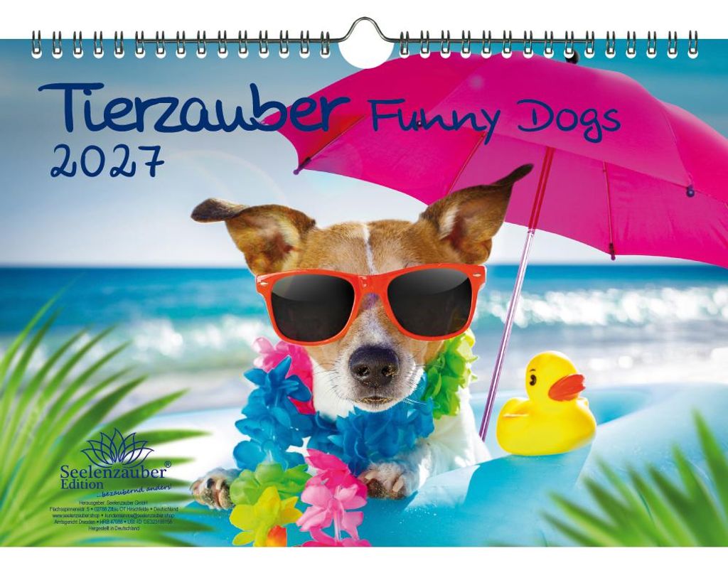 Tierzauber Funny Dogs DIN A4 Kalender für 2027 Hunde Welpen - Seelenzauber