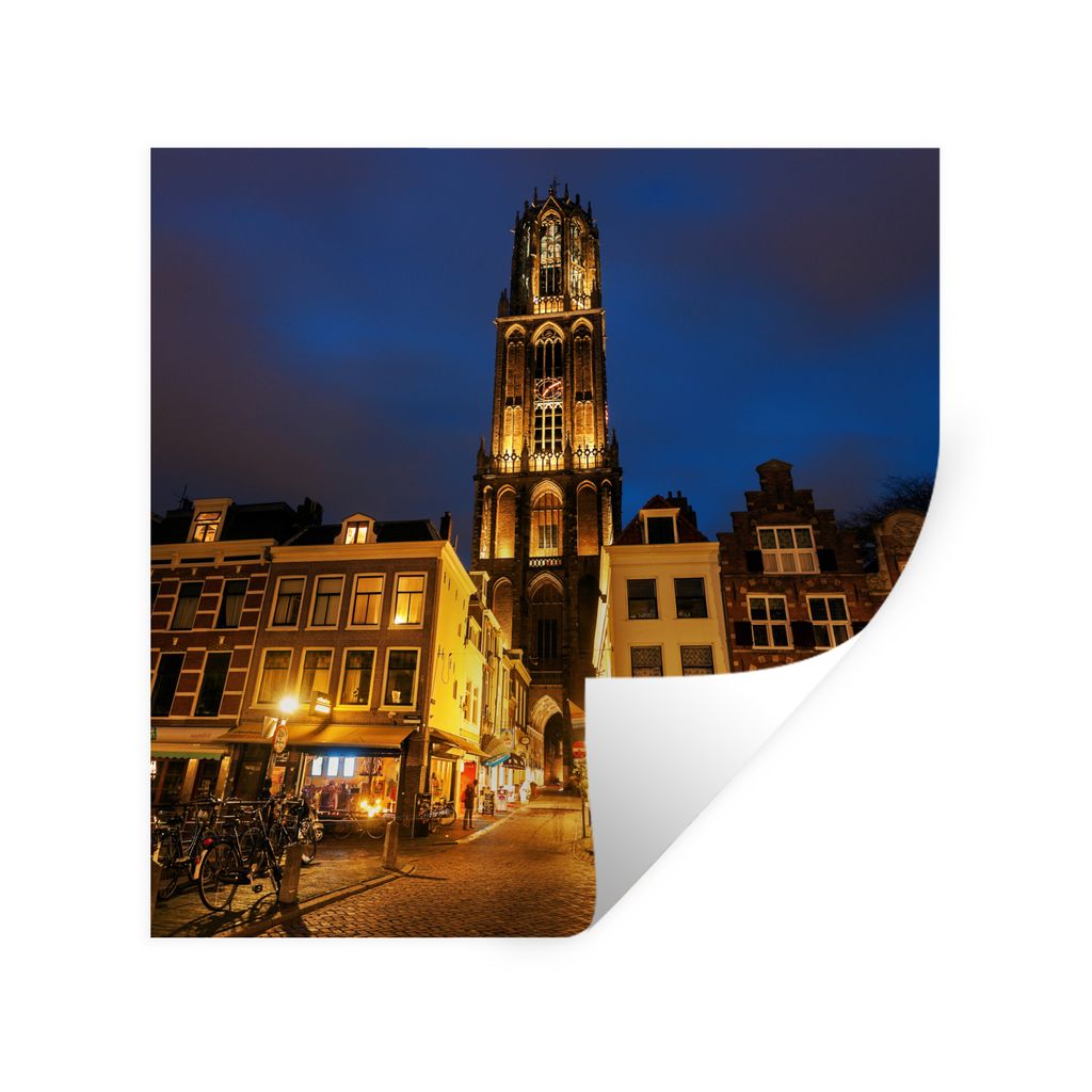 MuchoWow Wandtattoo Wandsticker Wandaufkleber Nacht - Domturm - Utrecht 30x30 cm Selbstklebend und Repositionierbar - Repositionierbar - Wasser a...