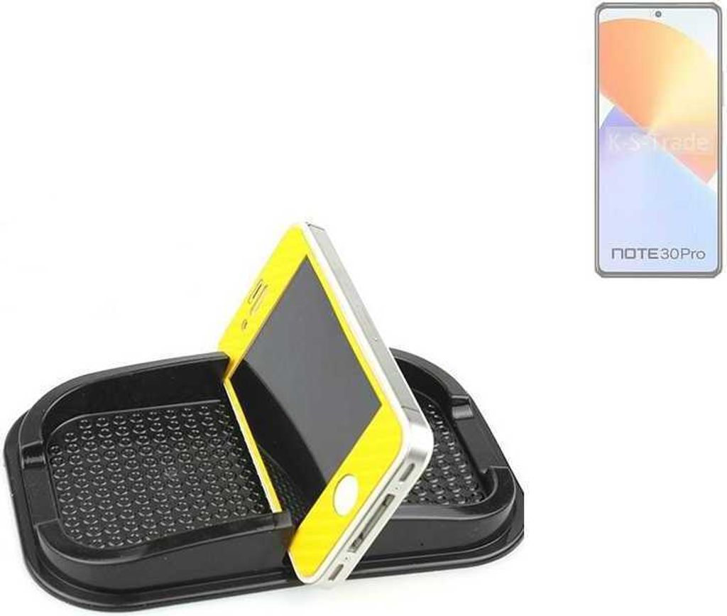 K-S-Trade Auto Anti Rutsch Matte Smartphone-Halter kompatibel mit Infinix Note 30 Pro Haft Pad Armaturenbrett Handy-Halterung Silikon