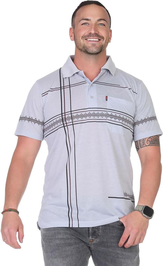 Herren Poloshirt Sommer Polo-Hemd Kurzarm, Hell-Grau/L/50