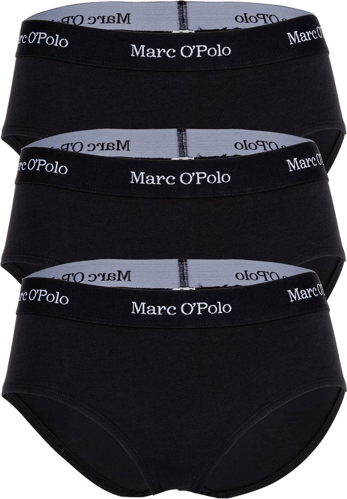 Marc O Polo Damen Panties, 3er Pack - Logobund, Organic Baumwolle Stretch, Basic Schwarz XS