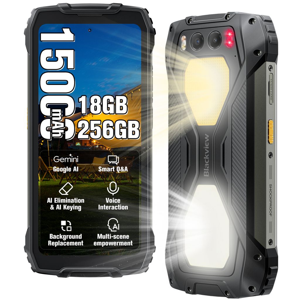 Blackview BV7300 Outdoor Handy,15000mAh/45W/7W Reverse Charging, 18GB(6+12GB)+256GB, 6.67",50MP+32MP, Ohne Vertrag, 800LM Camping lampe, Gemini, NFC