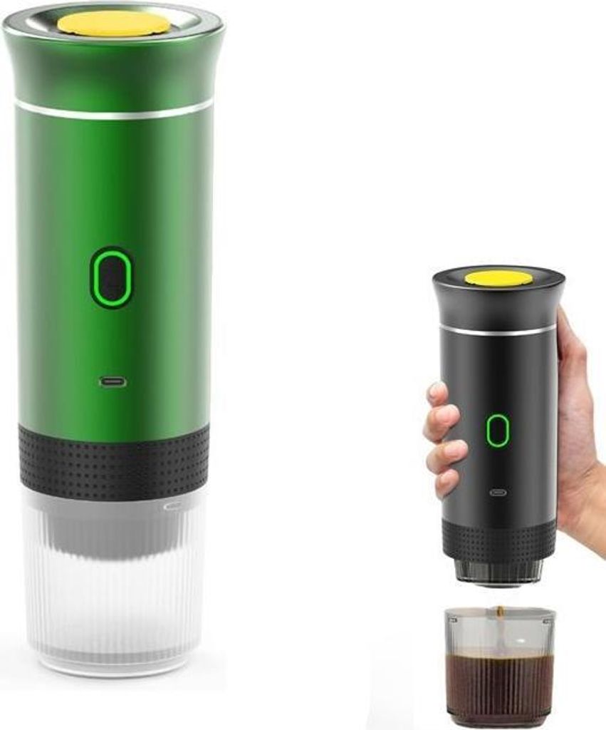 Tragbare Kaffeemaschine, 3-in-1, 12-V-Kaffeemaschine, Selbstheizend, Kleine Kapseln, Große Kapseln, Kapseln für gemahlenen Kaffee