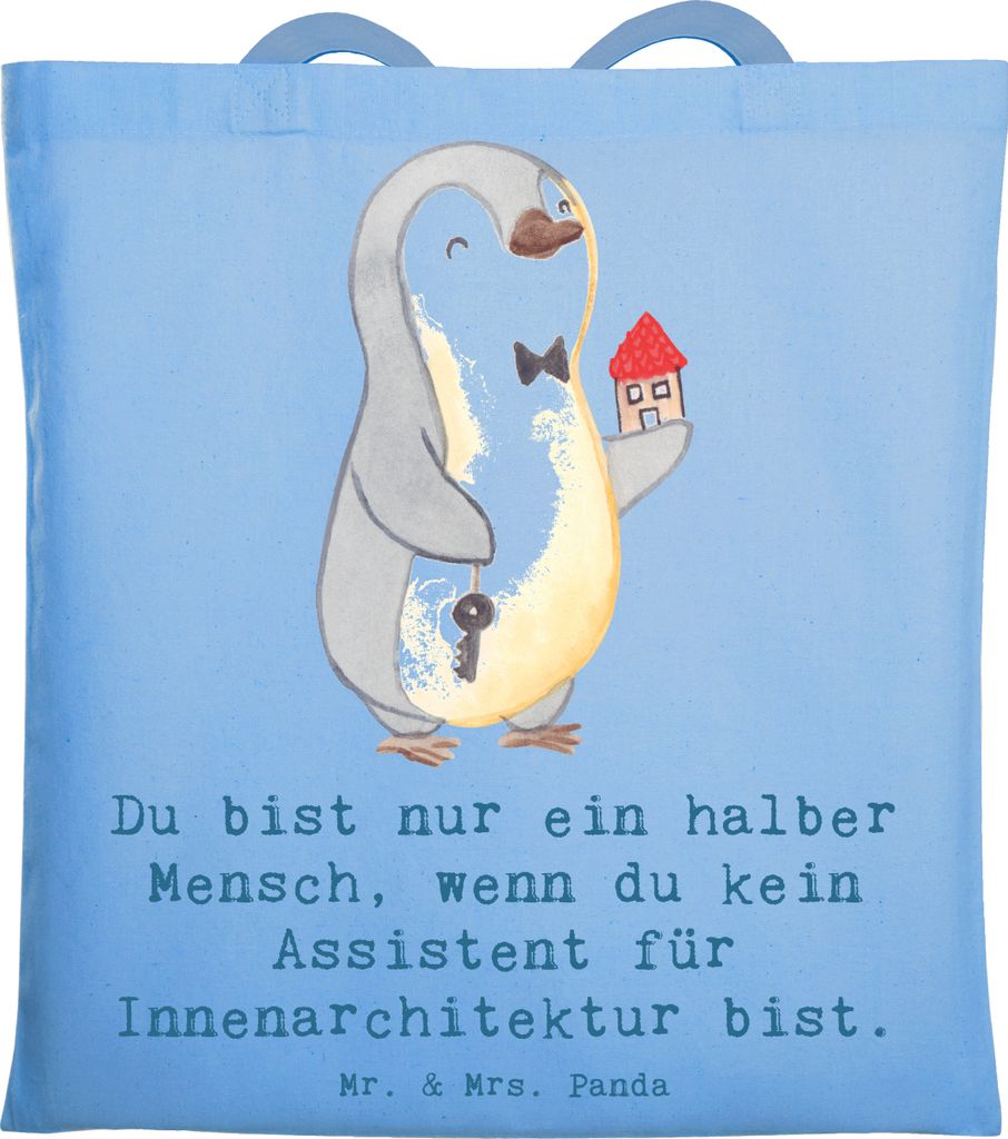 Mr. & Mrs. Panda Einkaufstasche Assistent für Innenarchitektur Herz - Sky Blue - Geschenk, Tasche, Tote Bag, Laptoptasche, Shopping, Jutebeutel