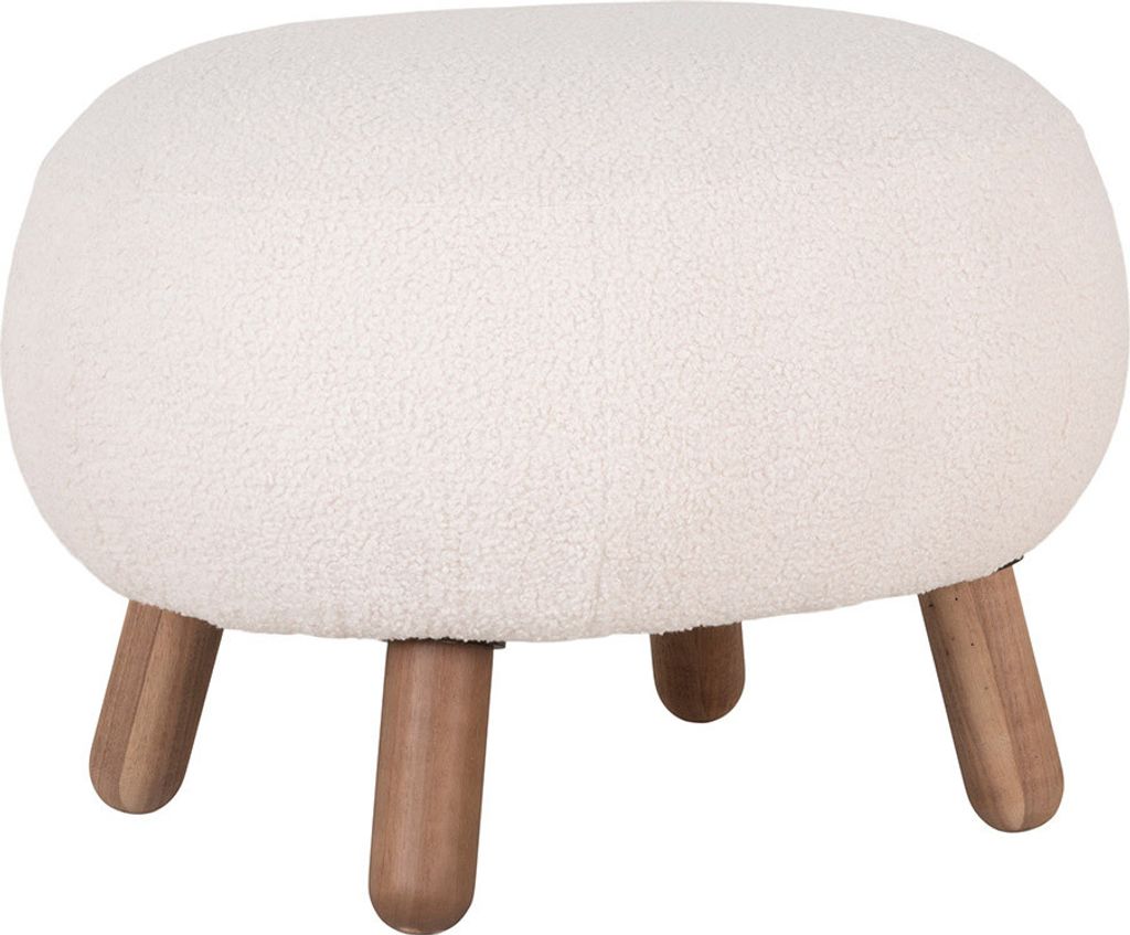 House Collection Fußhocker Torvi Weiß Teddy
