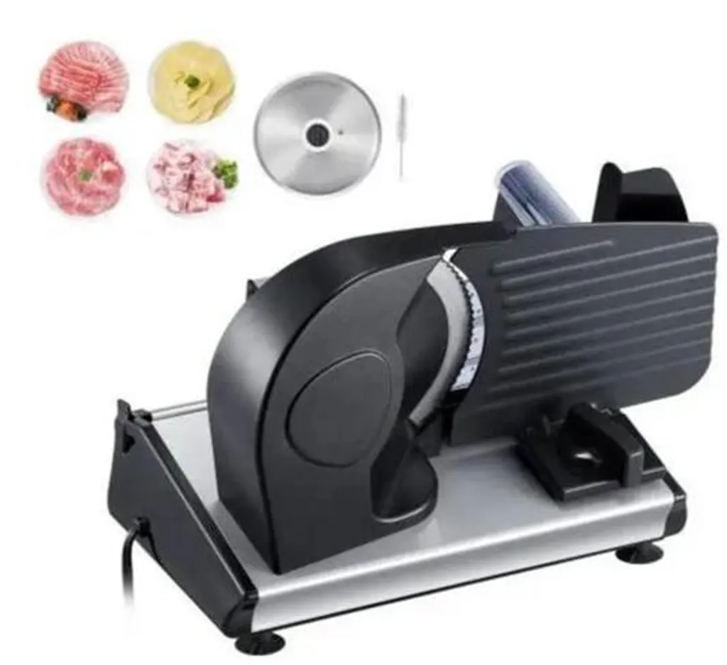 Trancheuse électrique 180W à 2 lames - Découpe précise 19 cm Noir Intense