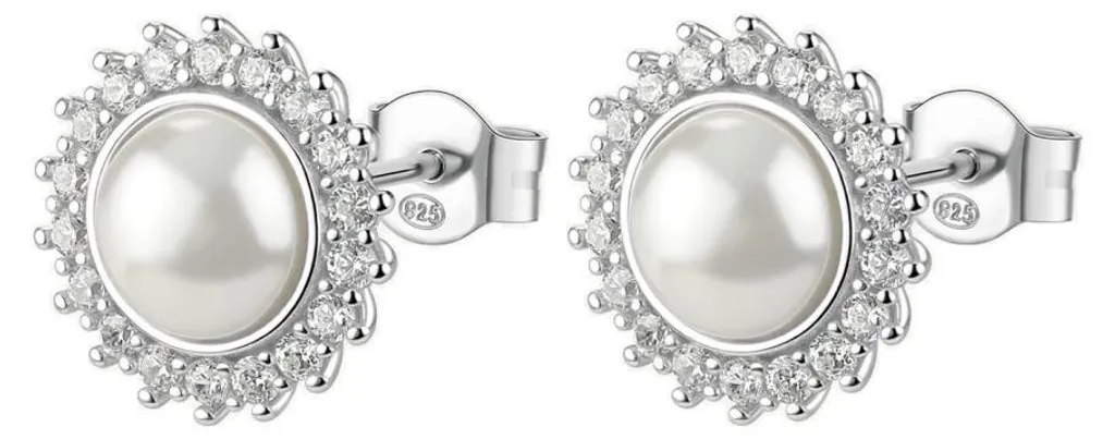 Boucles d'oreilles argent anti-allergie perle blanche confort FIW146