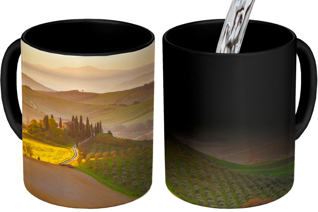 MuchoWow Zauber Tasse Zaubertasse Magic Italien - Weinberg - Olivengarten 350 ml Farbwechsel Becher Geschenk Geschenkidee - Magic-Tasse - Fototas...