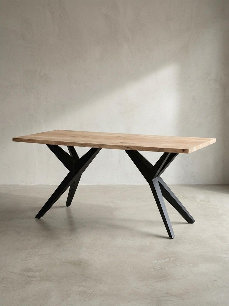 Esszimmertisch 120x60x76 cm Akazie Massivholz Metall Esstisch Loft-Style, Küchentisch mit Metallbeinen, Holztisch Industrial Klein, Speisetisch Es...
