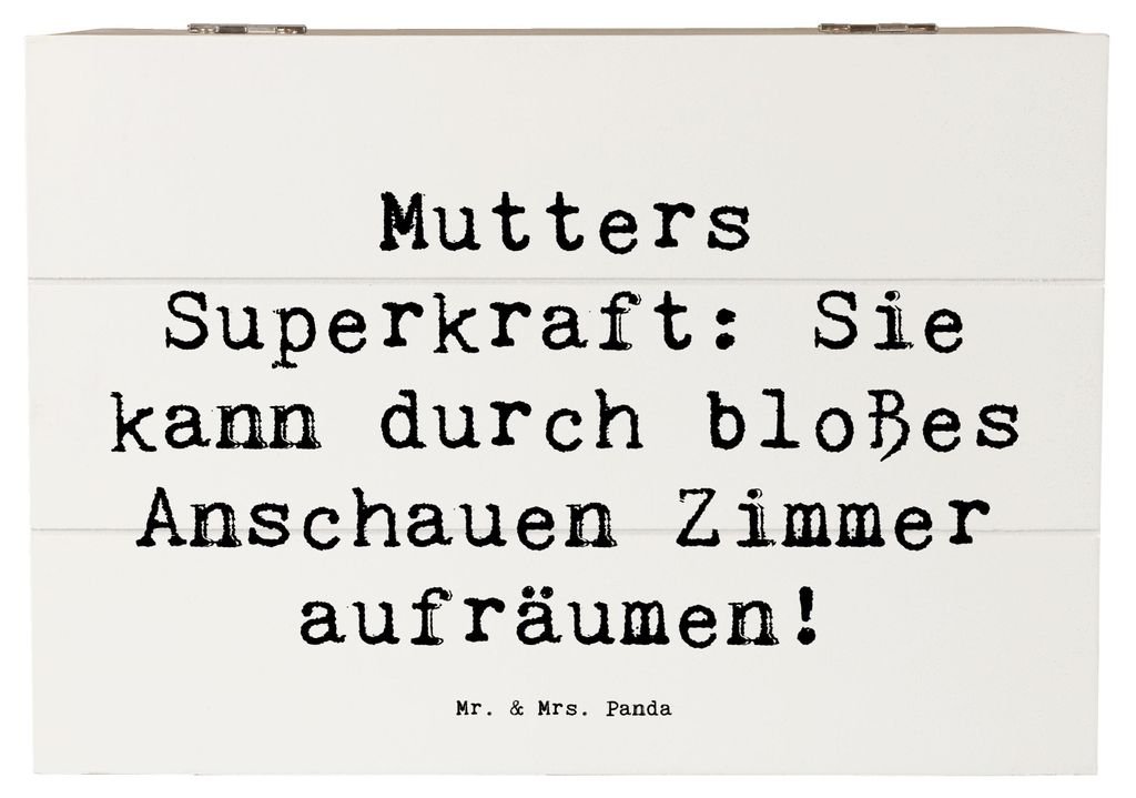 Mr. & Mrs. Panda Holzkiste Spruch Mutters Magie 22 x 15 cm - Weiß - Geschenk, schatztruhe, mit Deckel, Truhe, Familie, Mutterliebe, Box, Mutter, H...