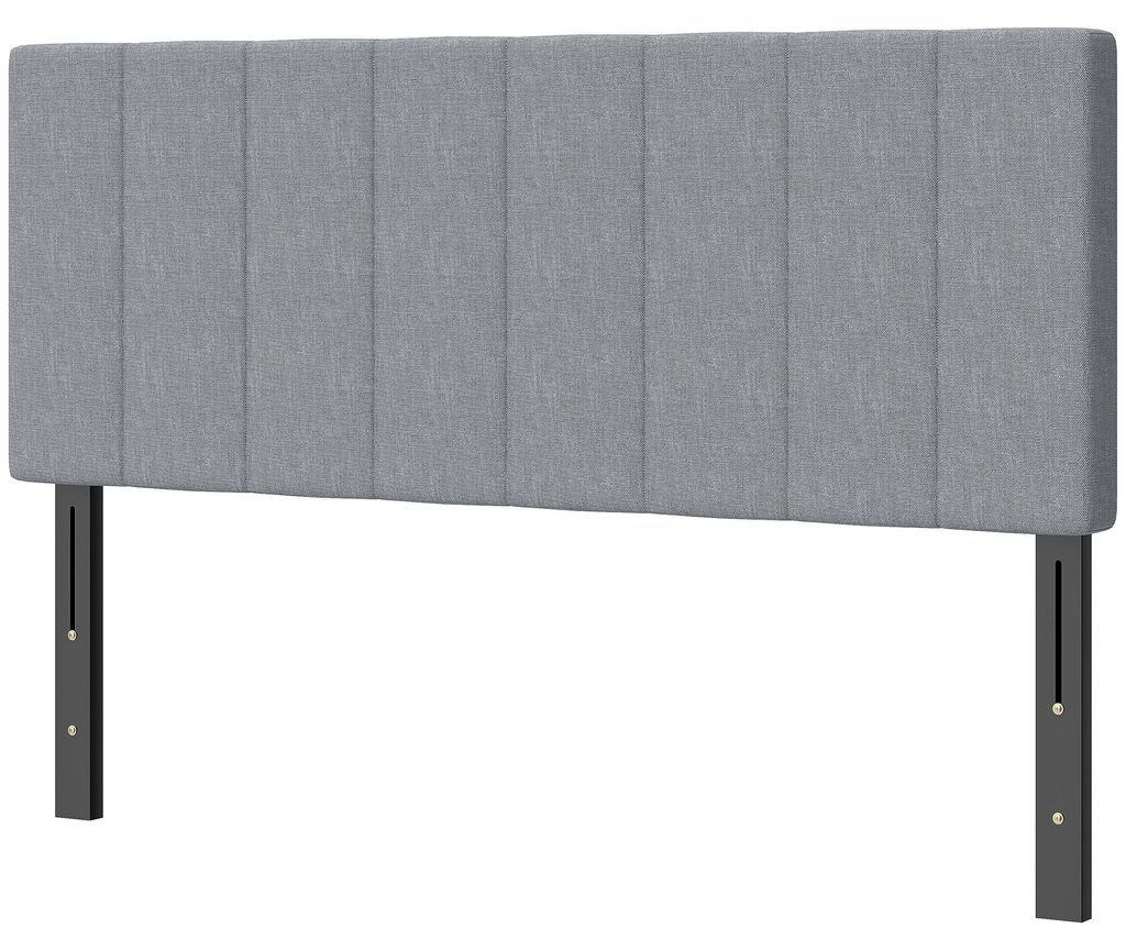 Bettkopfteil 3-fach höhenverstellbar Leinenoptik 160 cm Polsterkopfteil Grau