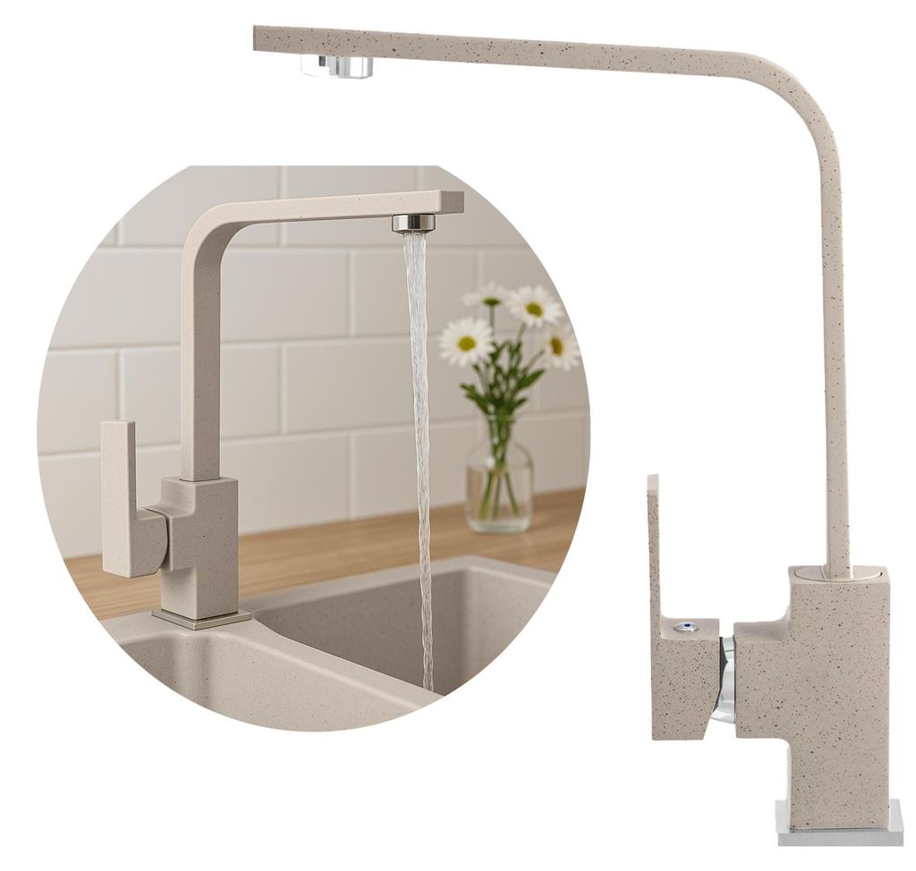 Granitan | PERRO - Küchenarmatur - Eckiges Design - Beige - Produktbild 