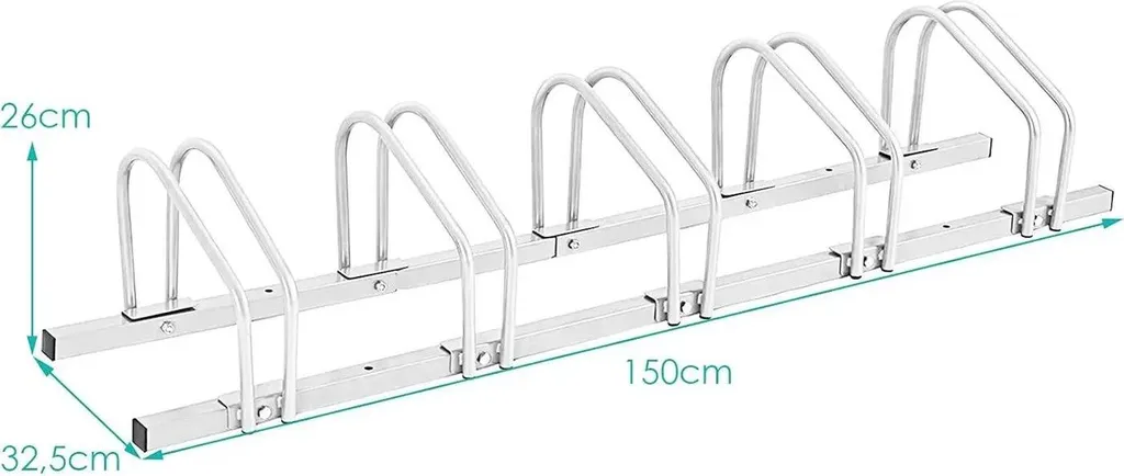 Support vélo 5 places robuste en acier gris clair pour VTT et VTC
