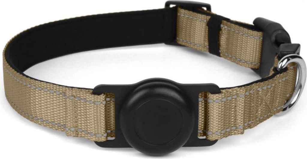 INF L-Größe Haustierhalsband mit Tracker-Halter – Wasserdicht, Reflektierend Khaki