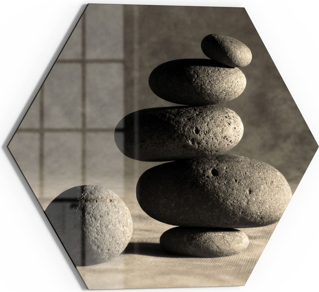 DEQORI Glasbild Echtglas 55x48 cm 'Stille Balance' Wandbild Bild modern Deko