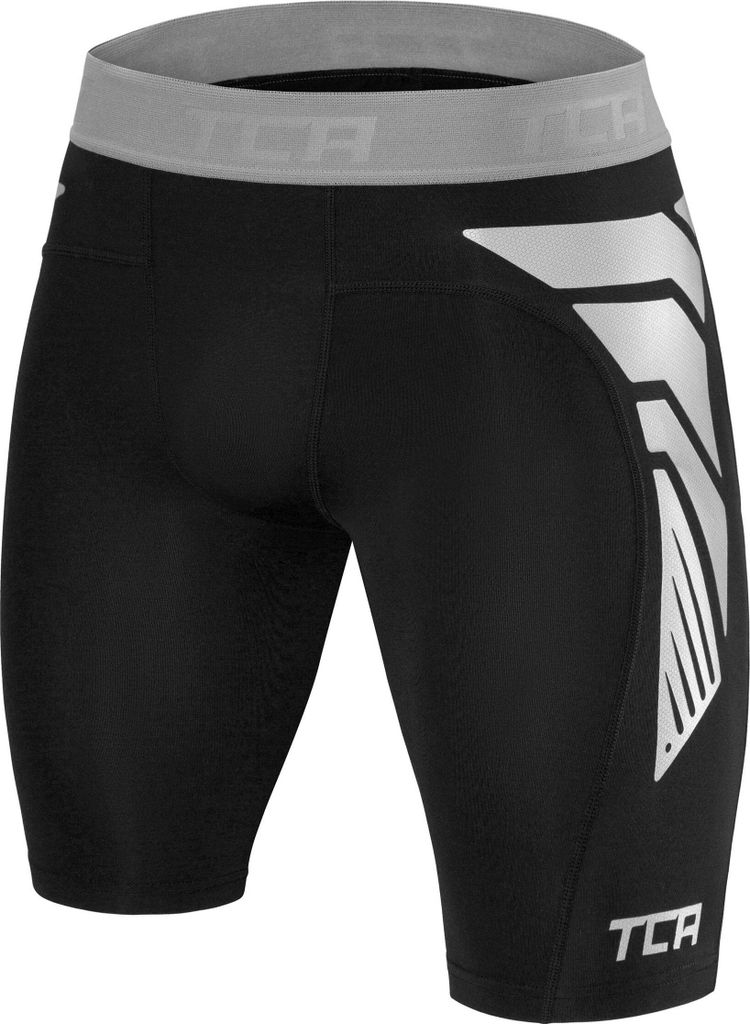 TCA Herren CarbonForce Pro Thermo Kompression Unterwäsche Shorts - Schwarz/Grau, XL