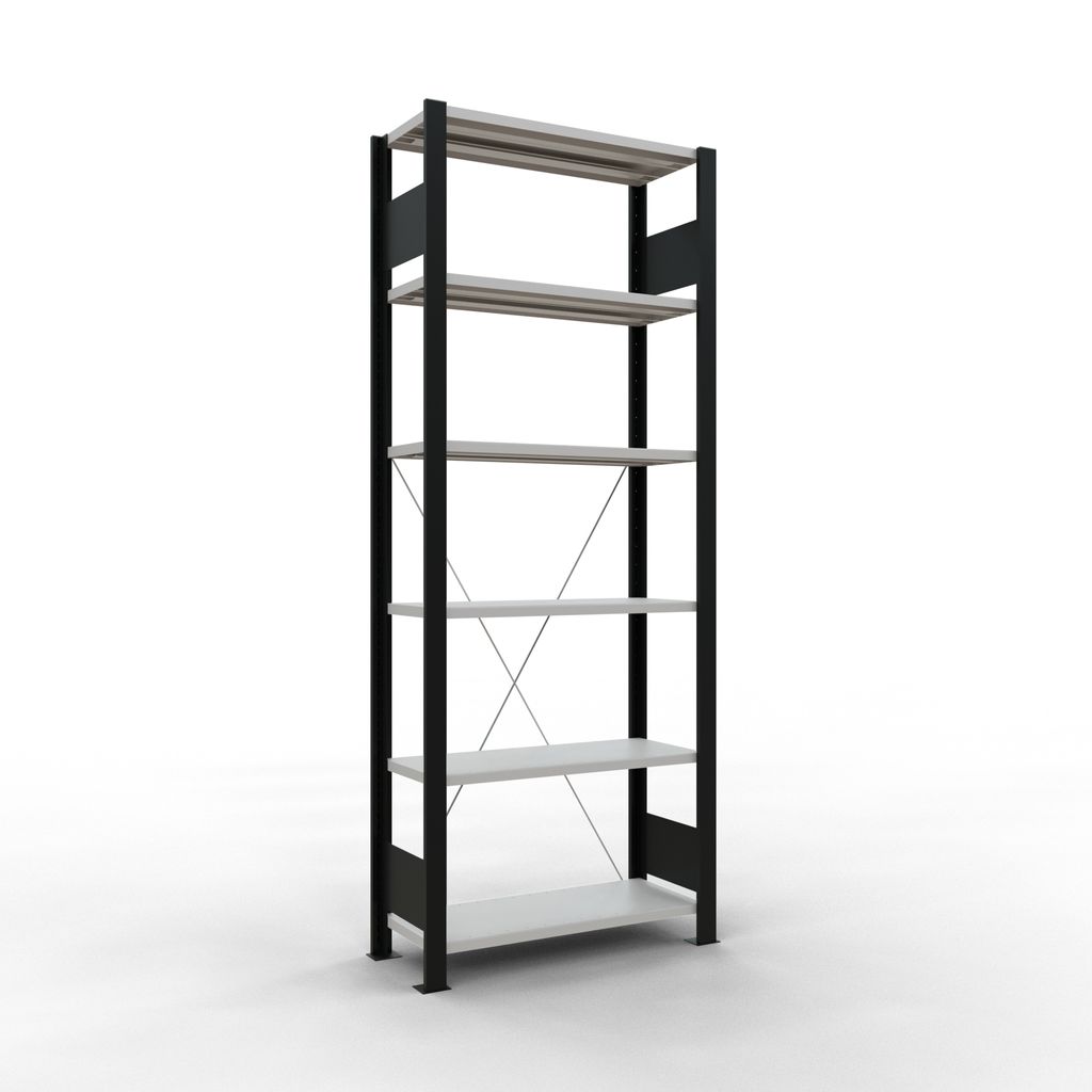 Büroregal Stecksystem Grundregal - 2000x750x300 mm, Typ 85 kg