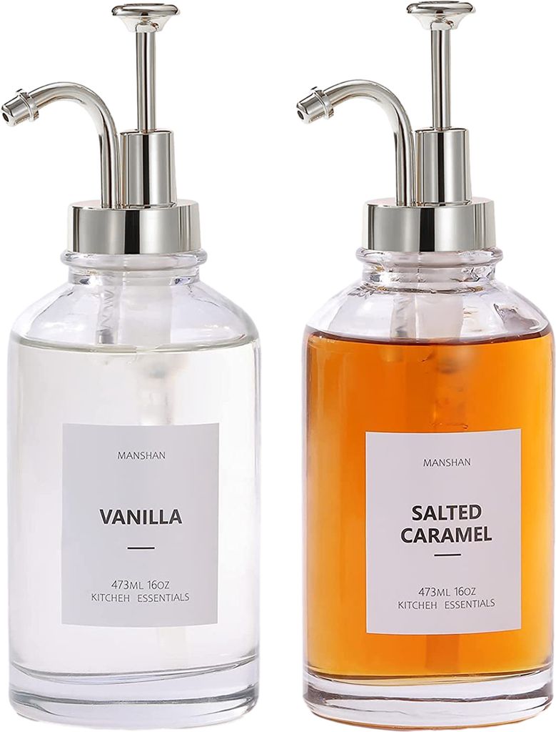 Essig- und Ölflaschen-Set, Olivenölflasche, Ölspender, Sirupspender, Kaffeesirup-Pumpspender für die Küche, faltbarer Silikontrichter, 500 ml,...