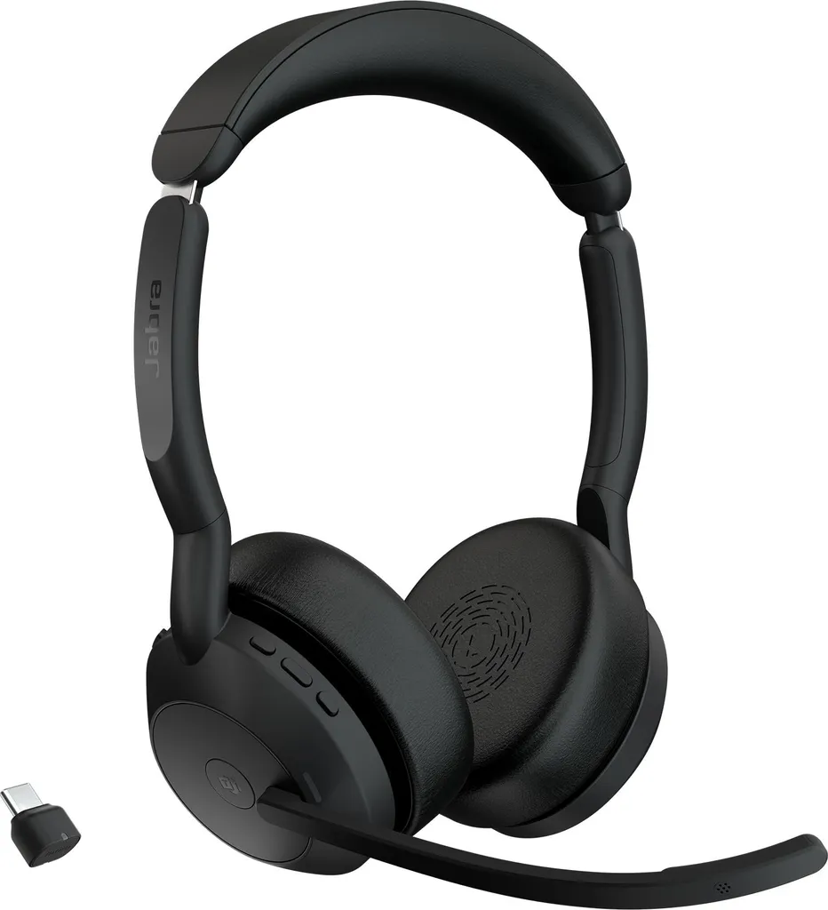 Jabra Evolve2 55 Wireless Cuffie Office Bluetooth con Base Ricarica Nero - 1