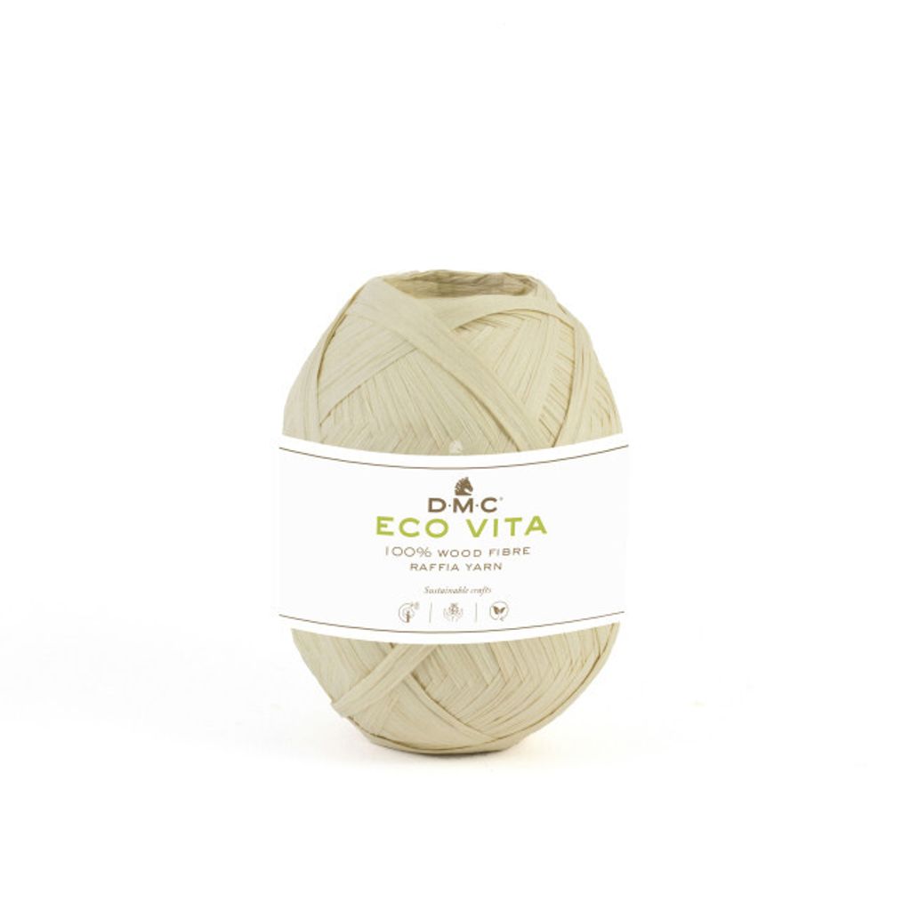 DMC Eco Vita Raffia, 100 % Holzfasern(Bast) z. Häkeln/Stricken,50g/100m,Handwäsche 32 creme