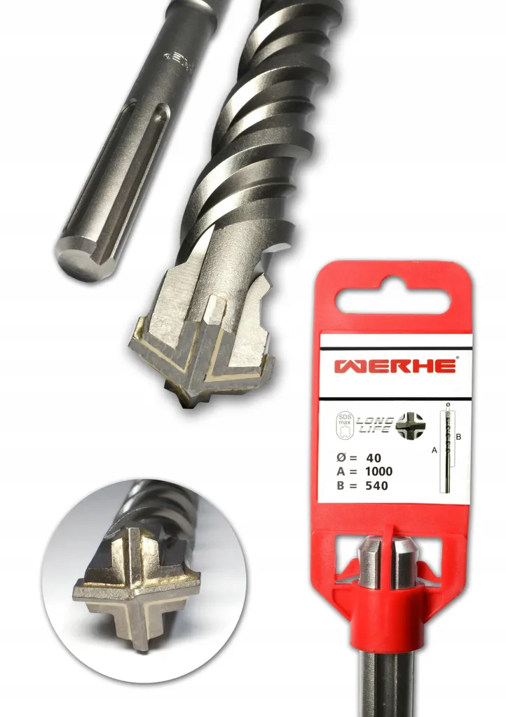 Punta Trapano 40mm x 1000mm SDS MAX WERHE | Calcestruzzo e Pietra