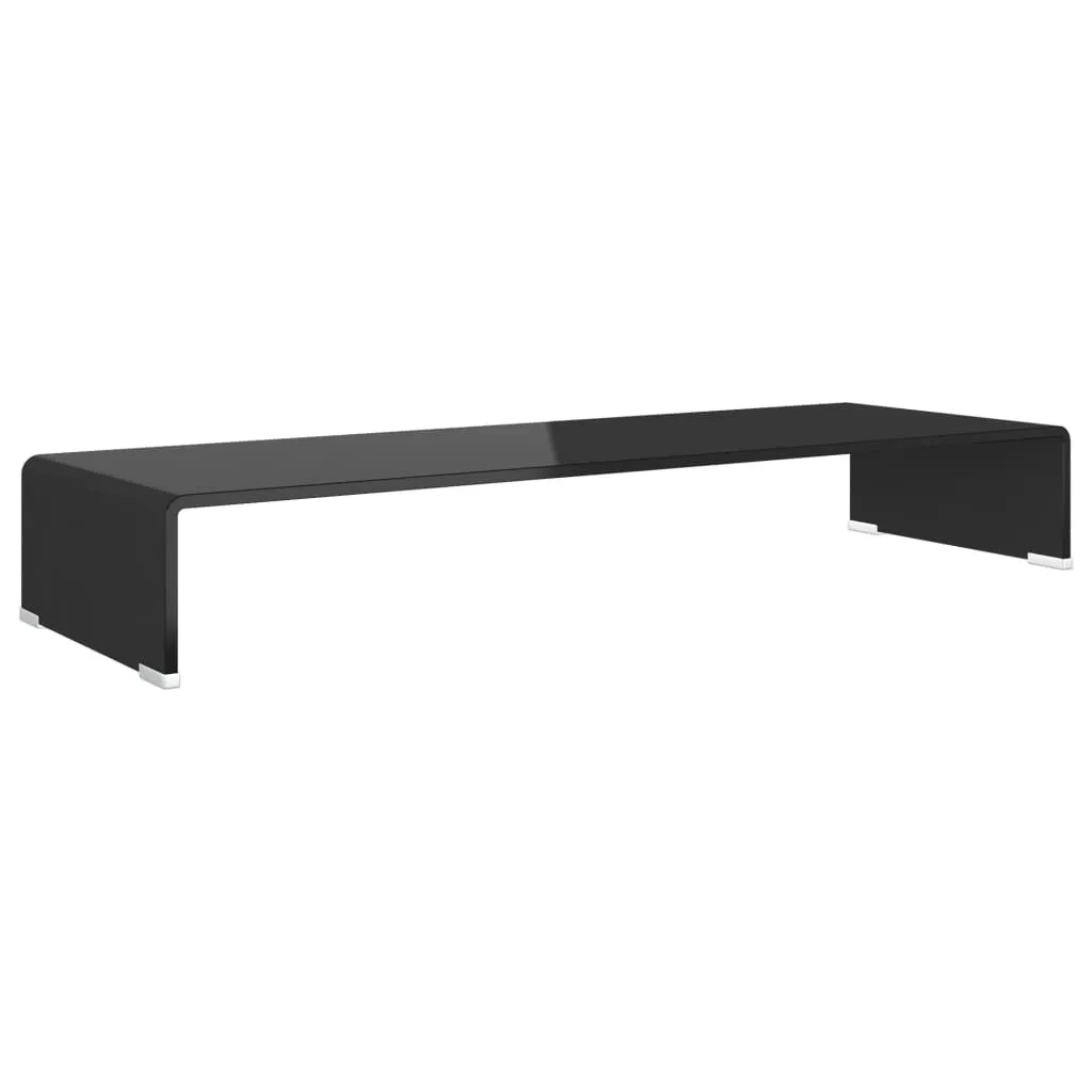 Base Rialzo TV Vetro Nero 90x30x13 cm - Organizza il tuo Living