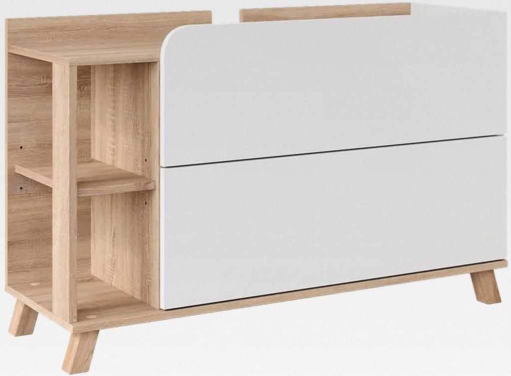 Waschbeckenunterschrank Sonoma/Weiß Karen 100x65x35 cm - Unterschrank für das Badezimmer, Übersichtliche Aufbewahrung durch großzügige Schublade