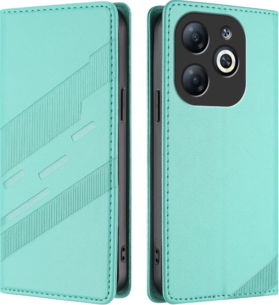 Hülle für Infinix Smart 8, Kunstleder Brieftaschen Handyhülle mit Kartenfach und Standfunktion Türkis
