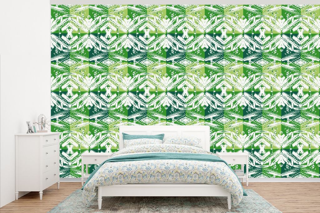 MuchoWow Fototapete für Wohnzimmer oder Schlafzimmer Wandtapete Vinyl Motivtapete Kaktus - Pflanzen - Muster - 375x240 cm - Wand Tapete