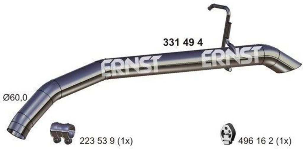 ERNST Abgasrohr Auspuffrohr für FORD TRANSIT CONNECT (P65, P70, P80) Hinten 331494
