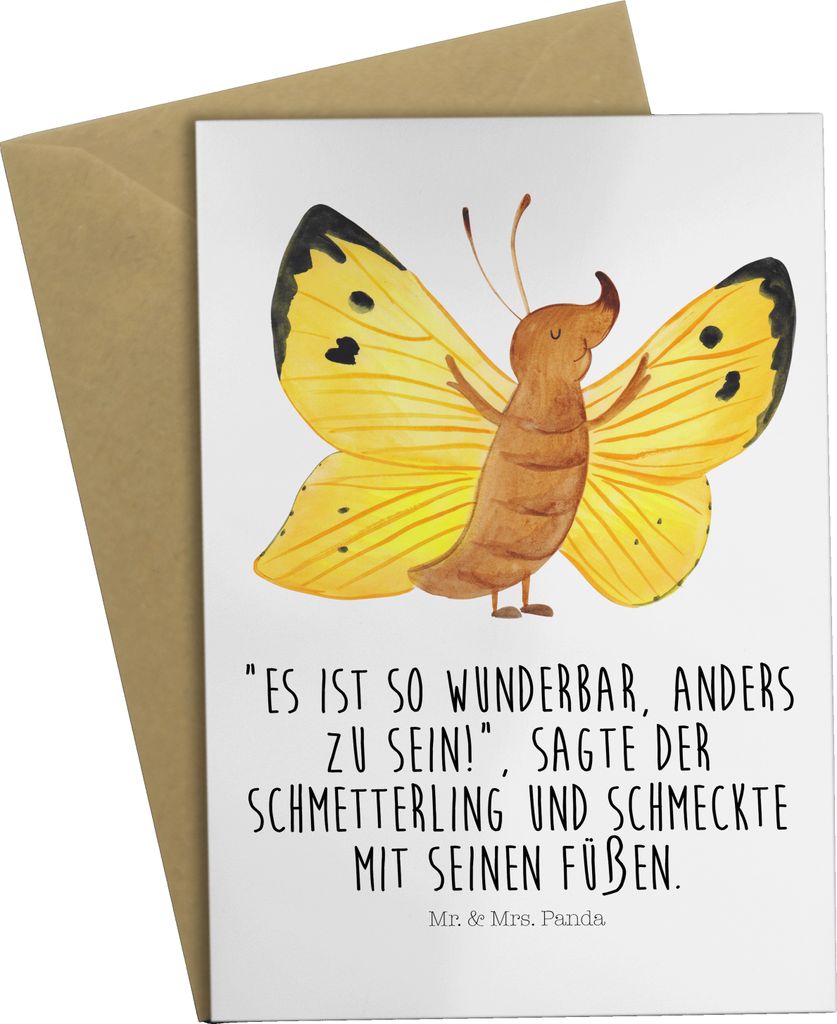 Mr. & Mrs. Panda jubiläumskarte Schmetterling Zitronenfalter - Weiß - Geschenk, einladungskarten, Lustige Sprüche, weihnachtskarten, Außergewö...