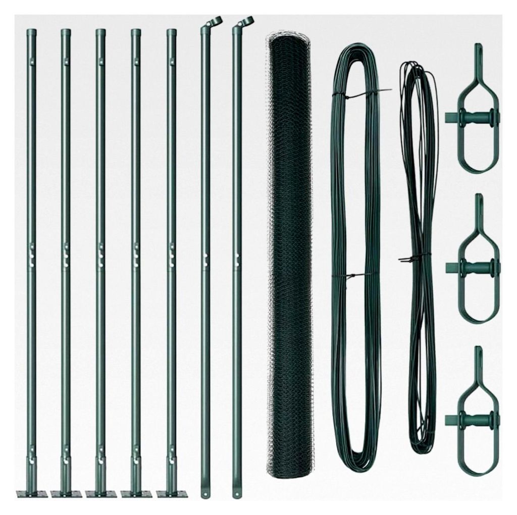 Zaunpfosten Grün 10 x 1,4 m (13 mm Maschen) aus Stahl und PVC für Gartenzaun, Hundezaun, Weidezaun und Hühnerzaun